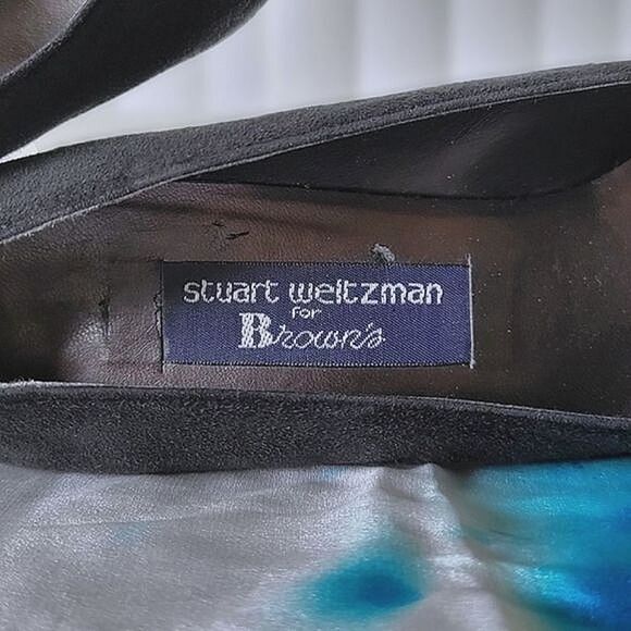 Vtg Stuart Weitzman black suede block heel square toe pumps - Picture 5 of 13